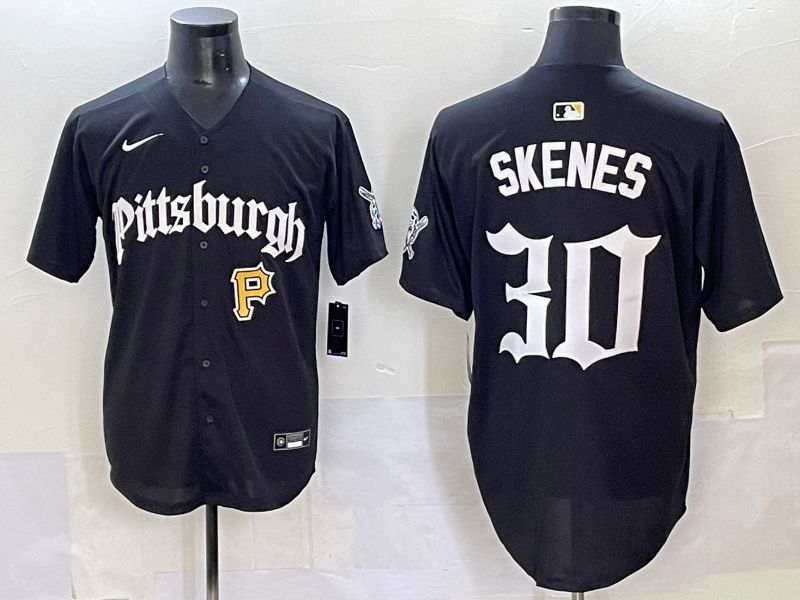 Men 2025 Pittsburgh Pirates #30 Skenes Black Five generations Joint Name Nike MLB Jersey style 11->pittsburgh pirates->MLB Jersey